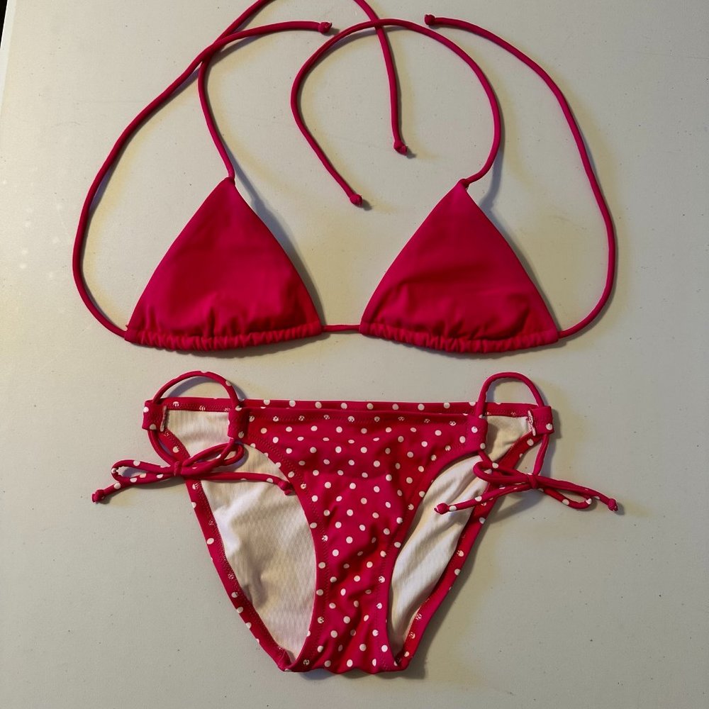 Victoria's Secret Swimwear Bikini Size XS Pink Polka Dot